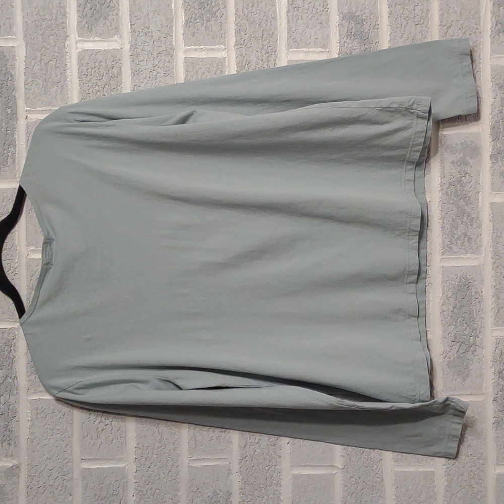 Flax 100% Cotton Women's Light Blue Long Sleeve Round Neck Pullover Shirt Large - Picture 10 of 10